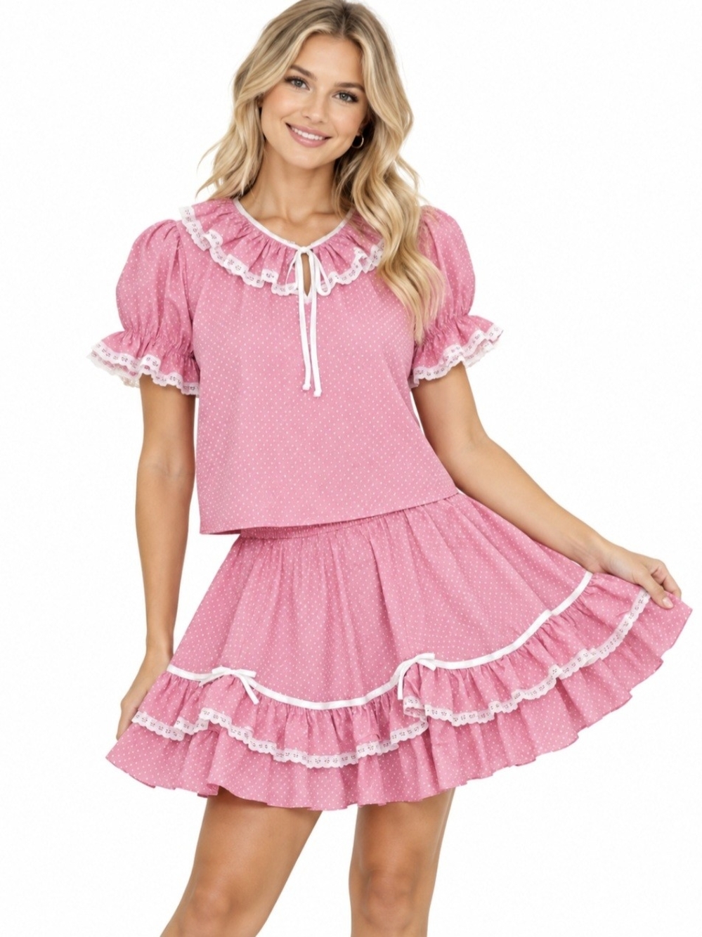 Partners Plase By Malco Modes Vintage Pink And White Polka Dot Square Dance.
